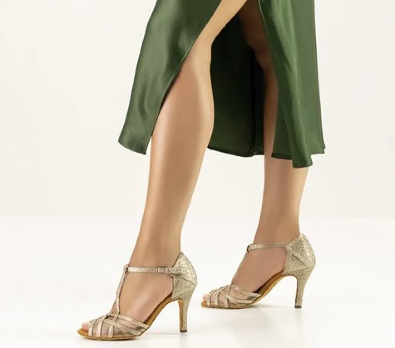 Dame Dansebutikken Brudesko|Salsasko Damer-Anna Kern flot guld glimmer dansesko