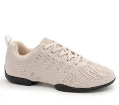 Dame Dansebutikken Salsasko Damer|Swingsko Damer-Beige dansesneaker i åndbar strik til damer - Suny