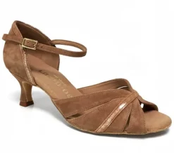 Dame Dansebutikken Brudesko|Salsasko Damer-Beige ruskinds dansesko 5 cm hæl Rummos