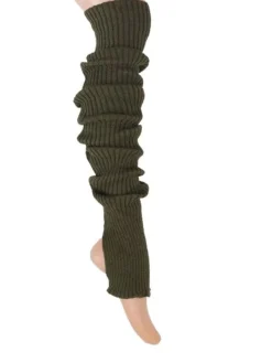 Dansebutikken Benvarmere Til Yoga|Benvarmere Til Ballet-Benvarmere ribstrik olivenfarvet 85 cm Seré