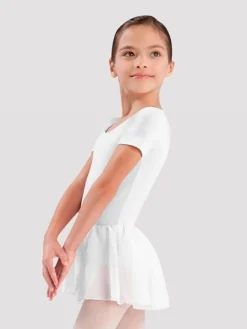 Børn Dansebutikken Gymnastikkjole Piger|Balletkjole Piger-Bloch hvid dragt m.chiffon skørt til piger