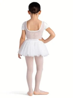 Børn Dansebutikken Balletkjole Piger-Bloch hvidt tutu med korte ærmer og velour