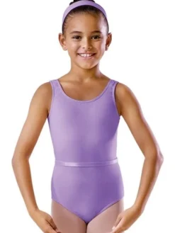 Børn Dansebutikken Dragter Piger|Balletdragter Børn-Bloch lilla dragt m.bælte u. ærme til piger