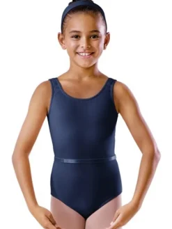 Børn Dansebutikken Dragter Piger|Balletdragter Børn-Bloch navy dragt m.bælte u. ærme til piger