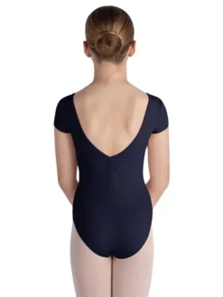 Børn Dansebutikken Balletdragter Børn-Bloch navy klassisk dragt m. korte ærmer og rynk til piger