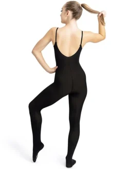 Dame Dansebutikken Gymnastik Undertøj Damer|Heldragter Damer-Capezio helunderdragt med hul i foden - SORT