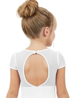 Børn Dansebutikken Dragter Piger|Balletdragter Børn-Capezio hvid dragt med puf ærmer til piger