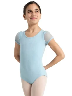 Børn Dansebutikken Dragter Piger|Balletdragter Børn-Capezio lyseblå dragt med puf ærmer til piger