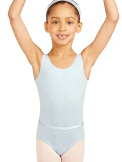 Børn Dansebutikken Dragter Piger|Balletdragter Børn-Capezio lyseblå dragt med bælte til piger