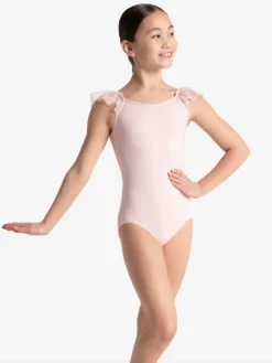 Børn Dansebutikken Dragter Piger|Balletdragter Børn-Capezio lyserød dragt med flæse ærmer til piger