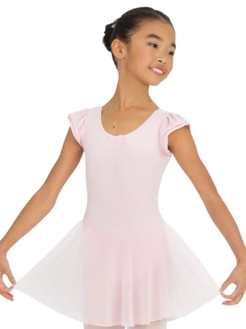 Børn Dansebutikken Gymnastikkjole Piger|Balletkjole Piger-Capezio rosa dragt m.skørt og puf ærmer til piger