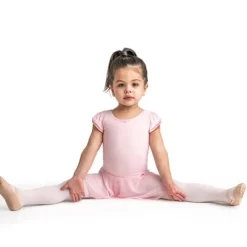 Børn Dansebutikken Gymnastikkjole Piger|Balletkjole Piger-Capezio rosa dragt m.skørt og puf ærmer til piger