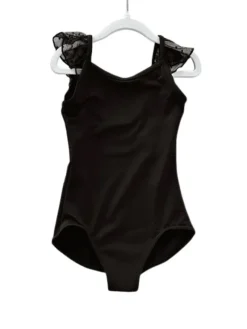 Børn Dansebutikken Dragter Piger|Balletdragter Børn-Capezio sort dragt med flæse ærmer til piger