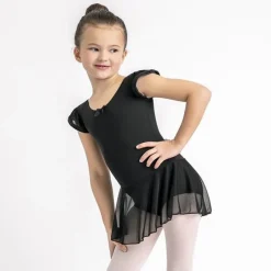 Børn Dansebutikken Gymnastikkjole Piger|Balletkjole Piger-Capezio sort dragt m.skørt og puf ærmer til piger