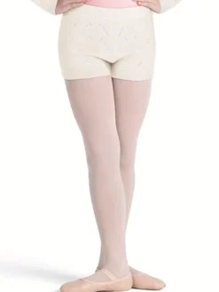 Børn Dansebutikken Ballet Underdele Børn-Cremefarvet bomulds strik shorts til piger Bloch