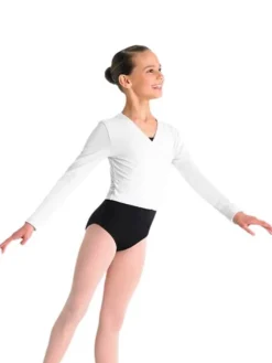 Børn Dansebutikken Ballet Toppe Børn-Cross-over hvid overdel til piger Bloch