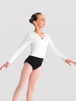 Børn Dansebutikken Ballet Toppe Børn-Cross-over hvid overdel til piger Bloch