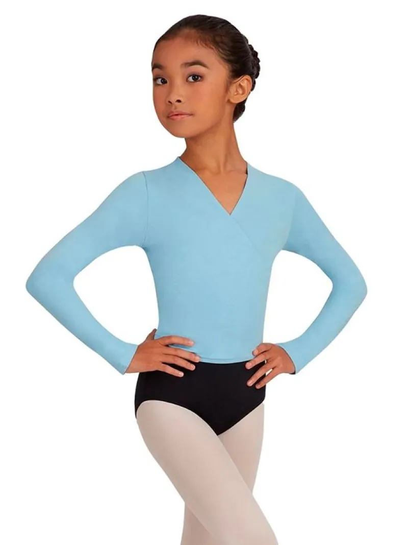 Børn Dansebutikken Overdele Piger|Ballet Toppe Børn-Cross-over lyseblå overdel til piger Capezio