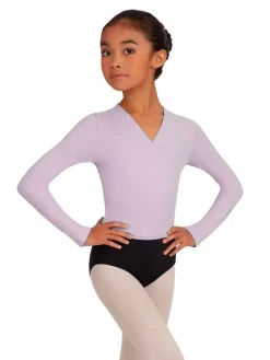 Børn Dansebutikken Overdele Piger|Ballet Toppe Børn-Cross-over lyselilla overdel til piger Capezio