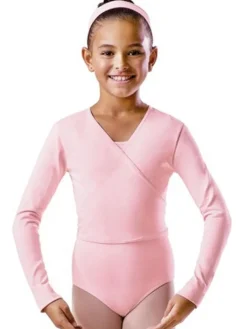 Børn Dansebutikken Ballet Toppe Børn-Cross-over mørk rosa overdel til piger Bloch