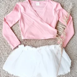 Børn Dansebutikken Ballet Toppe Børn-Cross-over mørk rosa overdel til piger Bloch