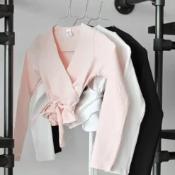 Børn Dansebutikken Ballet Toppe Børn-Cross-over sort overdel til piger Bloch