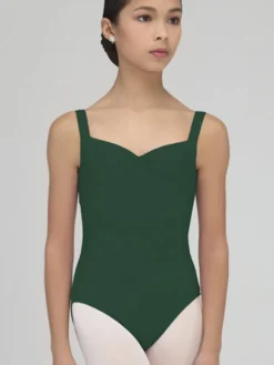 Børn Dansebutikken Balletdragter Børn-Dragt med tank stropper og rynk i mørk grøn fra Wear Moi til piger