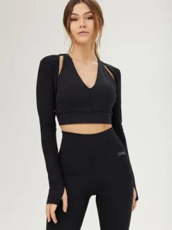 Dame Dansebutikken Pilates Overdele|Overdele Damer-Drop of Mindfulness bolero i sort