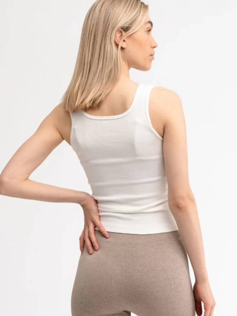 Dame Dansebutikken Pilates Overdele|Yogatoppe-Drop of mindfulness hvid seamless rib top