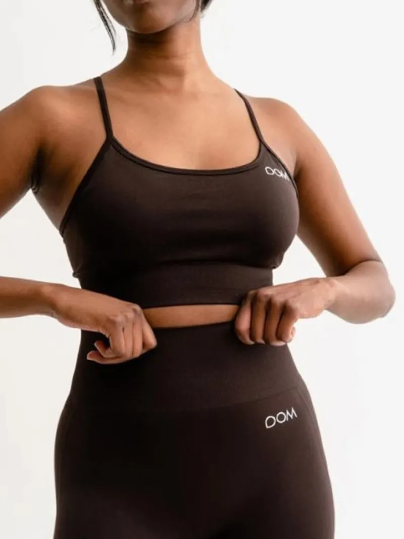 Dame Dansebutikken Yogatoppe|Overdele Damer-Drop of mindfulness seamless sports top mørkebrun