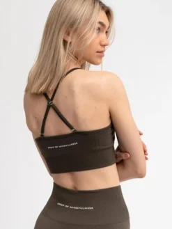 Dame Dansebutikken Yogatoppe|Overdele Damer-Drop of mindfulness seamless sports top olivengrøn