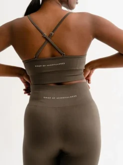 Dame Dansebutikken Yogatoppe|Overdele Damer-Drop of mindfulness seamless sports top olivengrøn