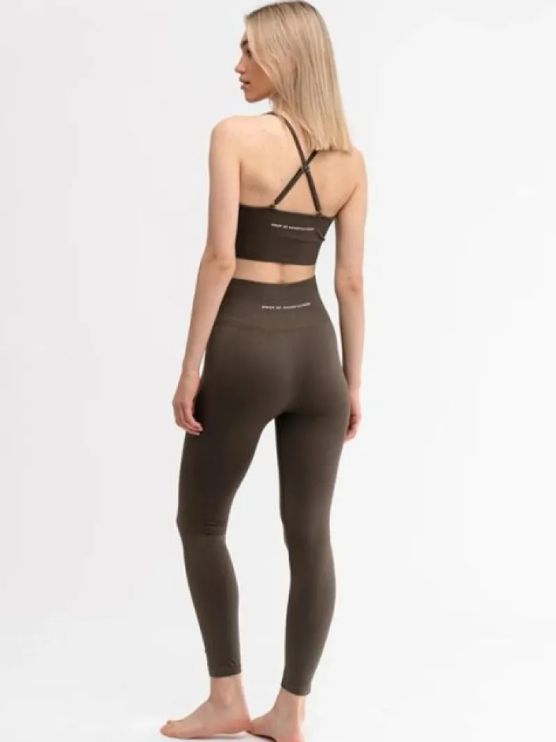 Dame Dansebutikken Yogatoppe|Overdele Damer-Drop of mindfulness seamless sports top olivengrøn