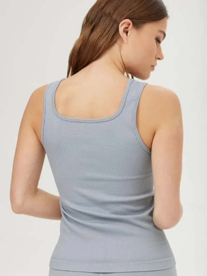 Dame Dansebutikken Pilates Overdele|Yogatoppe-Drop of mindfulness svag lyseblå seamless rib top