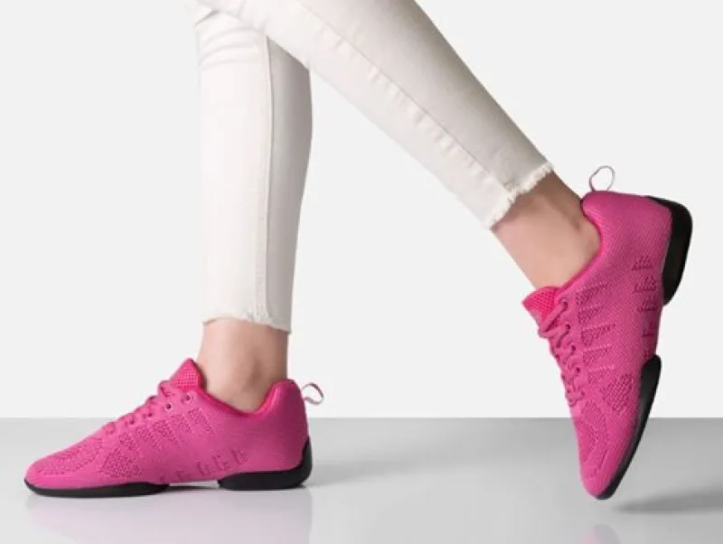 Dame Dansebutikken Salsasko Damer|Swingsko Damer-Fuschia farvet dansesneaker i åndbar strik til damer - Suny