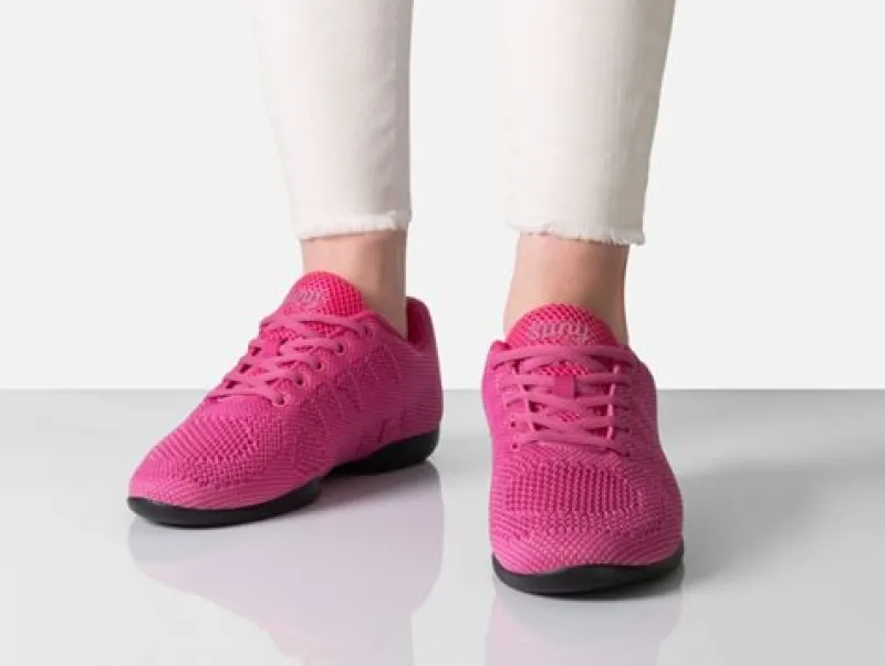 Dame Dansebutikken Salsasko Damer|Swingsko Damer-Fuschia farvet dansesneaker i åndbar strik til damer - Suny