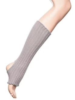 Dansebutikken Benvarmere Til Gymnastik|Benvarmere Til Ballet-Grå ribstrikket benvarmere til ballet og dans