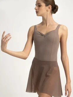 Dame Dansebutikken Balletdragter Damer-Grishko dragt i coffee med rynk og prinsesse sømme