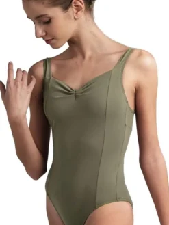 Dame Dansebutikken Balletdragter Damer-Grishko dragt i olivengrøn med rynk og prinsesse sømme