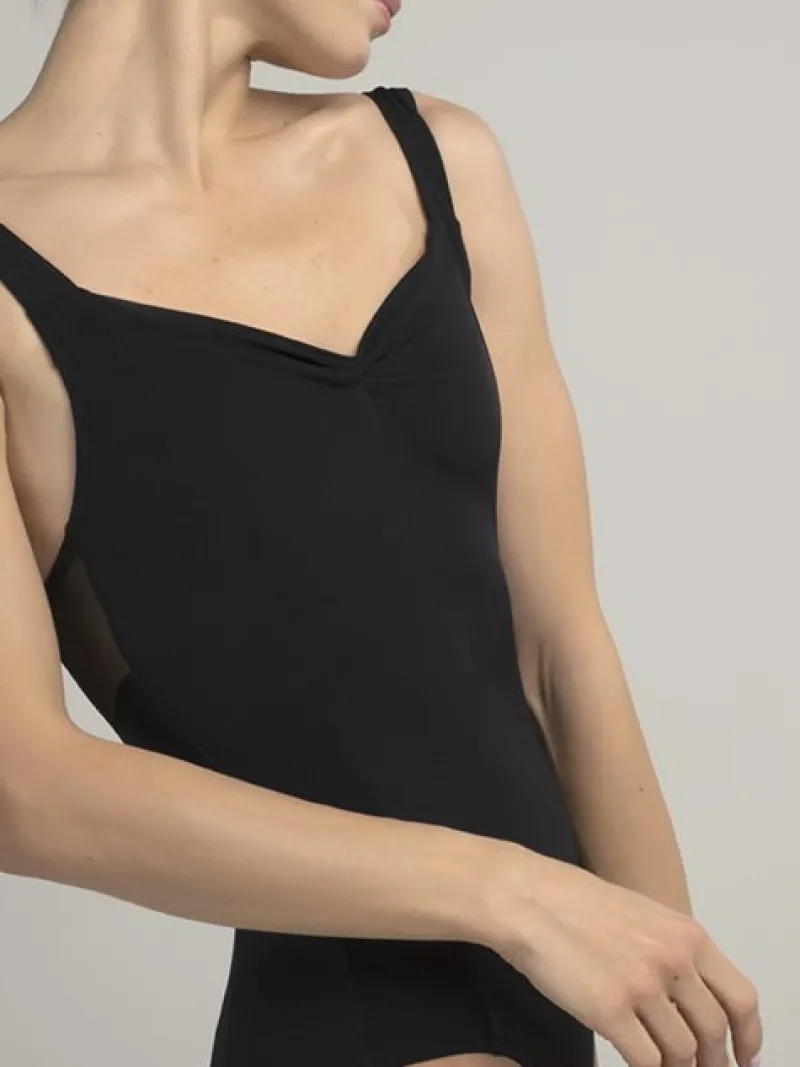 Dame Dansebutikken Balletdragter Damer-Grishko dragt i sort med rynk, mesh og prinsesse sømme