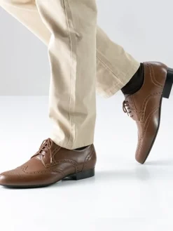 Dansebutikken Tangosko Herrer|Salsasko Herrer-Herre dansesko cognac farvet skind Werner Kern