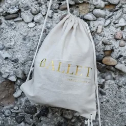 Dansebutikken Andet Til Ballet-Hør rygsæk/mulepose med guld BALLET skrift