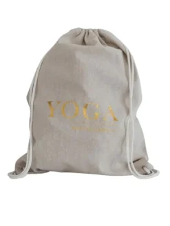 Dansebutikken Tasker Til Yoga-Hør rygsæk/mulepose med guld YOGA skrift
