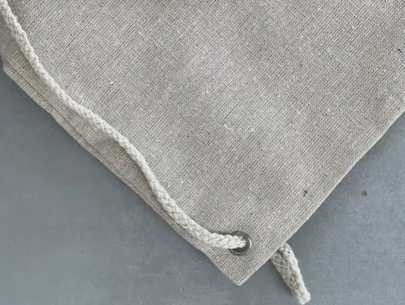 Dansebutikken Andet Til Gymnastik-Hør rygsæk/mulepose med guld GYM skrift