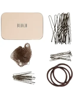 Dansebutikken Gymnastik Hårtilbehør|Hårtilbehør Til Ballet-Hårkit mørkebrun i metalkasse fra BLOCH