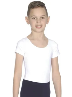 Børn Dansebutikken Ballettøj Drenge-Hvid body med kort ærme til ballet drenge