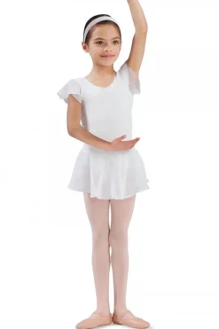 Børn Dansebutikken Gymnastikkjole Piger|Ballet Underdele Børn-Hvid chiffon skørt med palietter til piger Bloch