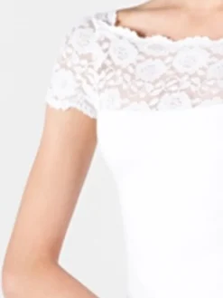 Dame Dansebutikken Balletdragter Damer|Dansebody Damer-Hvid dragt med blonde foroven So Danca