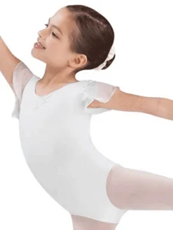 Børn Dansebutikken Balletdragter Børn-Hvid dragt til piger chiffon ærme med palietter Bloch