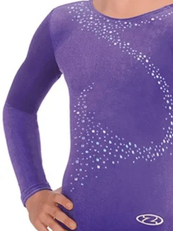 Dansebutikken Dragter Piger-Lilla velour gymnastikdragt piger The zone